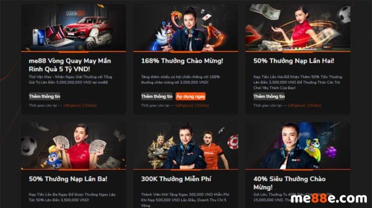 Tổng hợp khuyến mãi Me88 hot nhất và cách tham gia 1 Top khuyến mãi Me88 chào mừng người mới